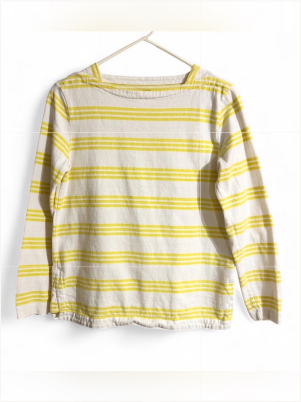 Vineyard Vines Yellow and White Striped Long Sleeve Top - Size Small